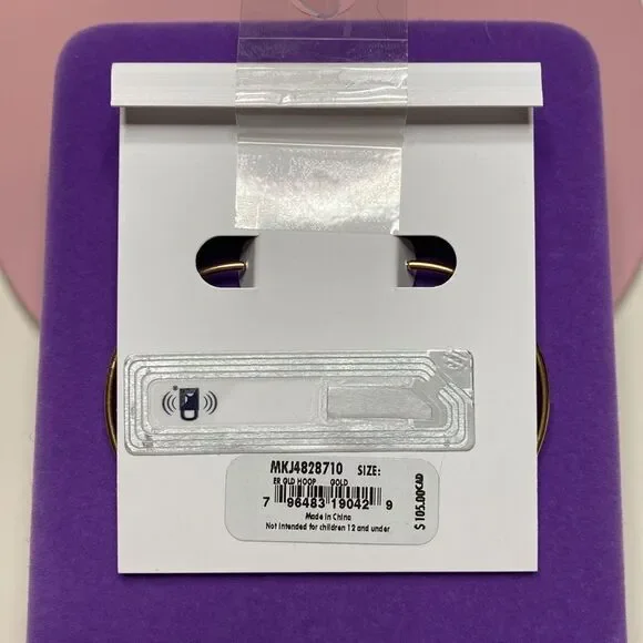 💛 NWT Michael Kors Precious-Metal Plated Brass Medium Hoop Earrings - Picture 4 of 5